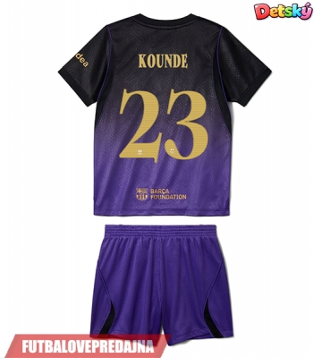 Lacne Dětský Futbalové dres Barcelona Jules Kounde #23 2026-27 Krátky Rukáv - Preč (+ trenírky)